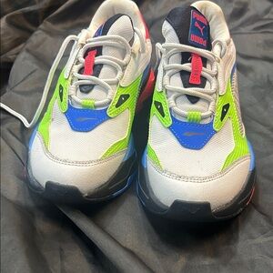 Puma Kids Sneakers - White, Blue, Neon Green